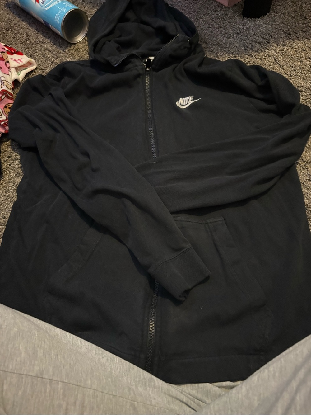 Nike Black Full-Zip Hoodie with White Swoosh Logo